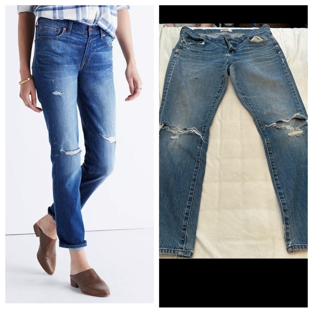 Madewell Classic Blue The Slim BoyJean Size 29 rip and repair 51252